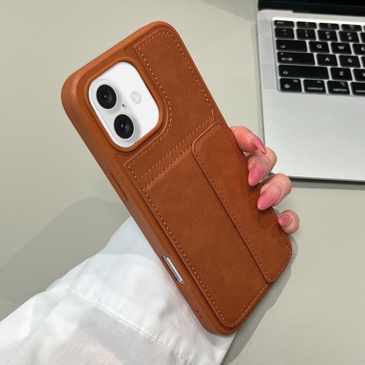 For iPhone 16 Multifunctional Premium Card Bag Holder Phone Case(Brown)