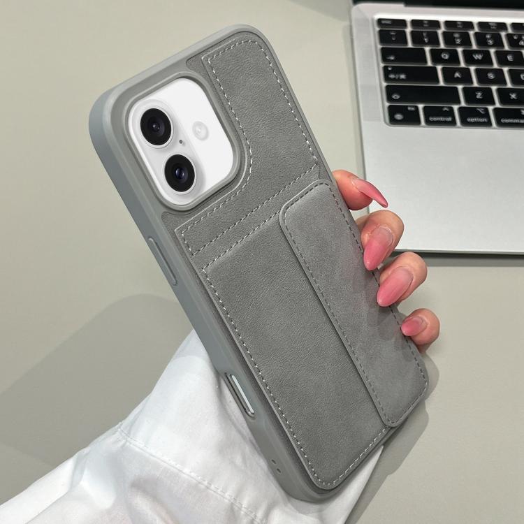 For iPhone 16 Multifunctional Premium Card Bag Holder Phone Case(Grey)