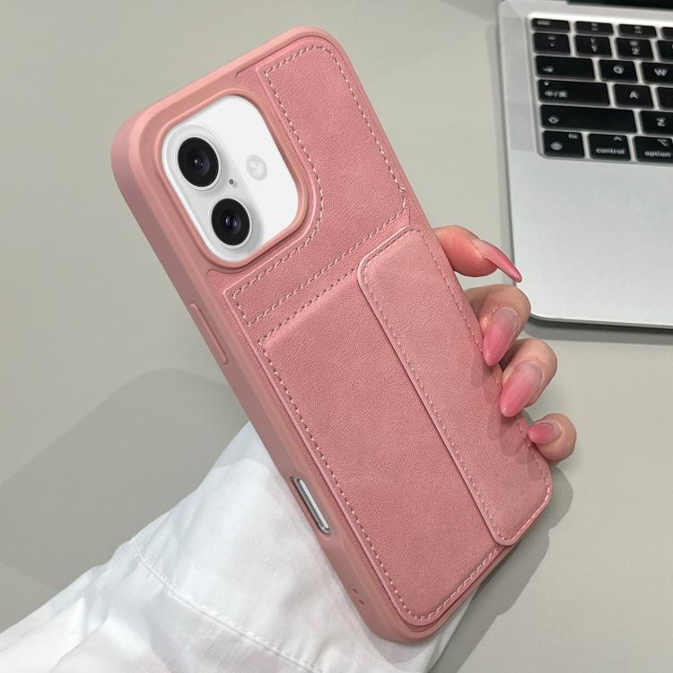 For iPhone 16 Multifunctional Premium Card Bag Holder Phone Case(Pink)
