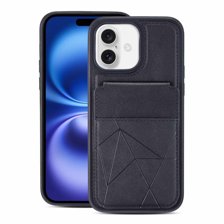 For iPhone 16 Multifunctional Vertical Flip Card Wallet Holder Vegan Leather Back Phone Case(Black)