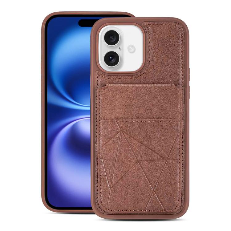 For iPhone 16 Multifunctional Vertical Flip Card Wallet Holder Vegan Leather Back Phone Case(Coffee)