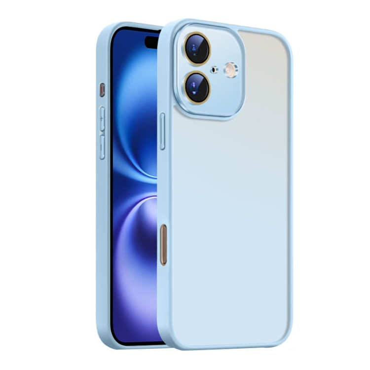 For iPhone 16 Nano Semi-transparent Frosted Skin Feel Phone Case(Sky Blue)