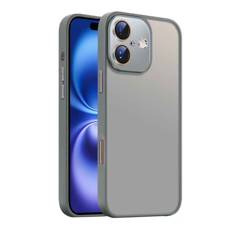 For iPhone 16 Nano Semi-transparent Frosted Skin Feel Phone Case(Titanium Gray)