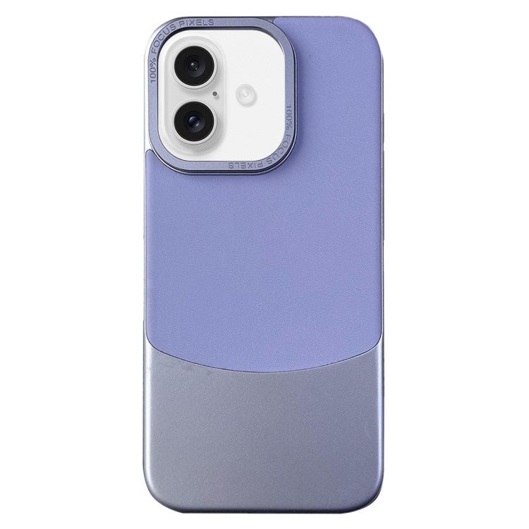 For iPhone 16 Napa Texture PC + Leather Phone Case(Light Purple)