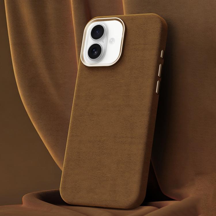 For iPhone 16 Ottilan Series Full Coverage Magnetic Microfiber Leather PC Phone Case(Brown)
