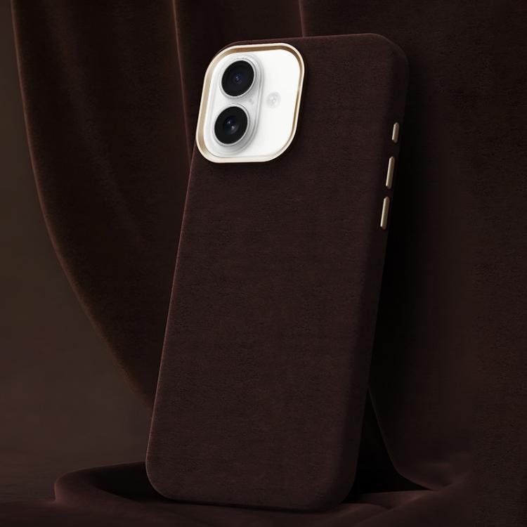 For iPhone 16 Ottilan Series Full Coverage Magnetic Microfiber Leather PC Phone Case(Coffee)