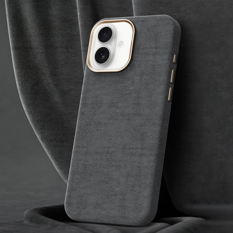 For iPhone 16 Ottilan Series Full Coverage Magnetic Microfiber Leather PC Phone Case(Grey)