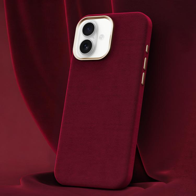 For iPhone 16 Ottilan Series Full Coverage Magnetic Microfiber Leather PC Phone Case(Red)