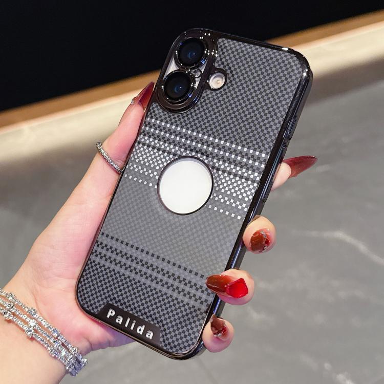 For iPhone 16 Palida Electroplated Kevlar Texture Shockproof Phone Case(Black)