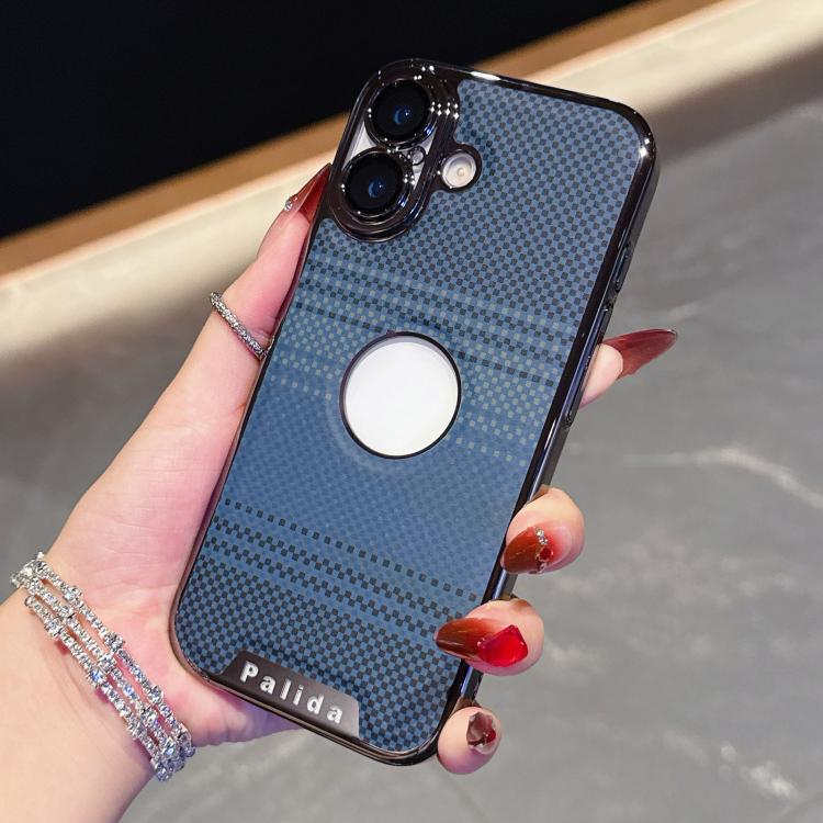 For iPhone 16 Palida Electroplated Kevlar Texture Shockproof Phone Case(Deep Blue)