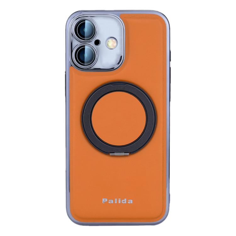 For iPhone 16 Palida M1 360 Degree Rotating Holder Magnetic Phone Case(Brown)