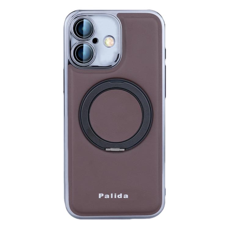For iPhone 16 Palida M1 360 Degree Rotating Holder Magnetic Phone Case(Dark Brown)