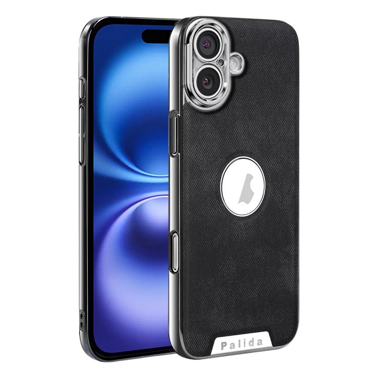 For iPhone 16 Palida Y13 Mecha Denim Texture Full Coverage Phone Case(Black)