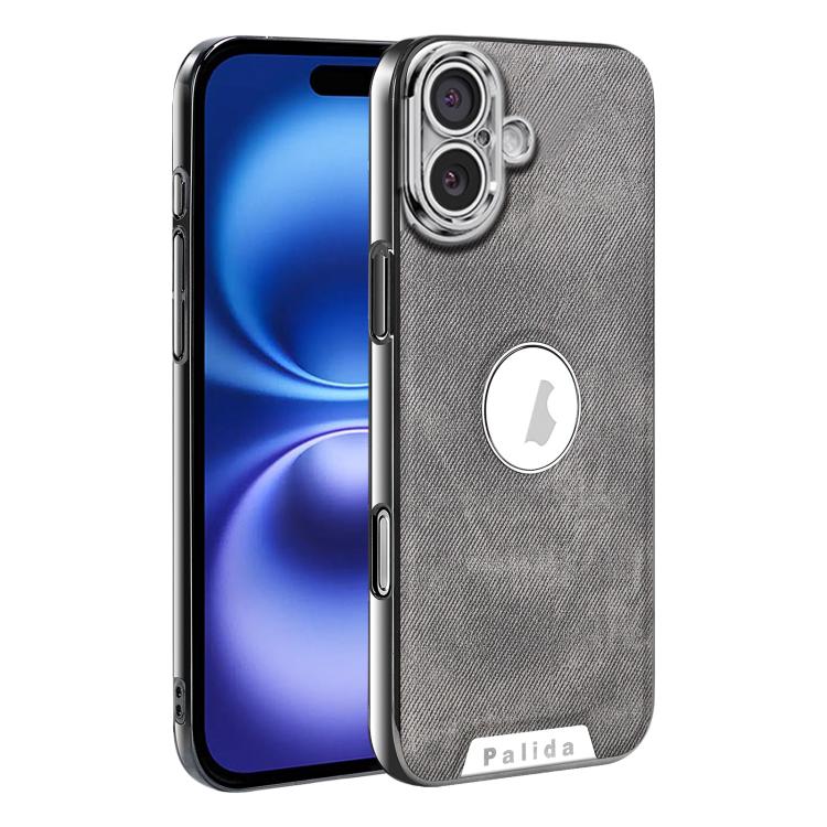 For iPhone 16 Palida Y13 Mecha Denim Texture Full Coverage Phone Case(Grey)