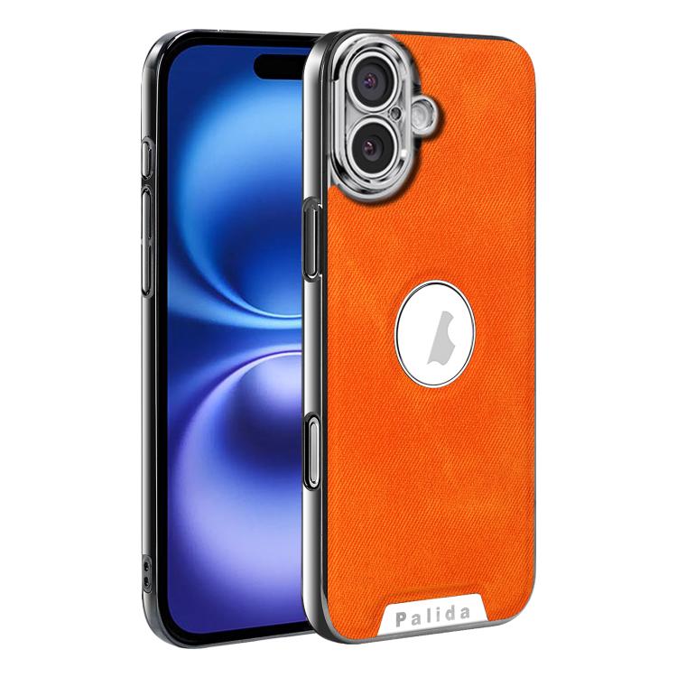 For iPhone 16 Palida Y13 Mecha Denim Texture Full Coverage Phone Case(Orange)
