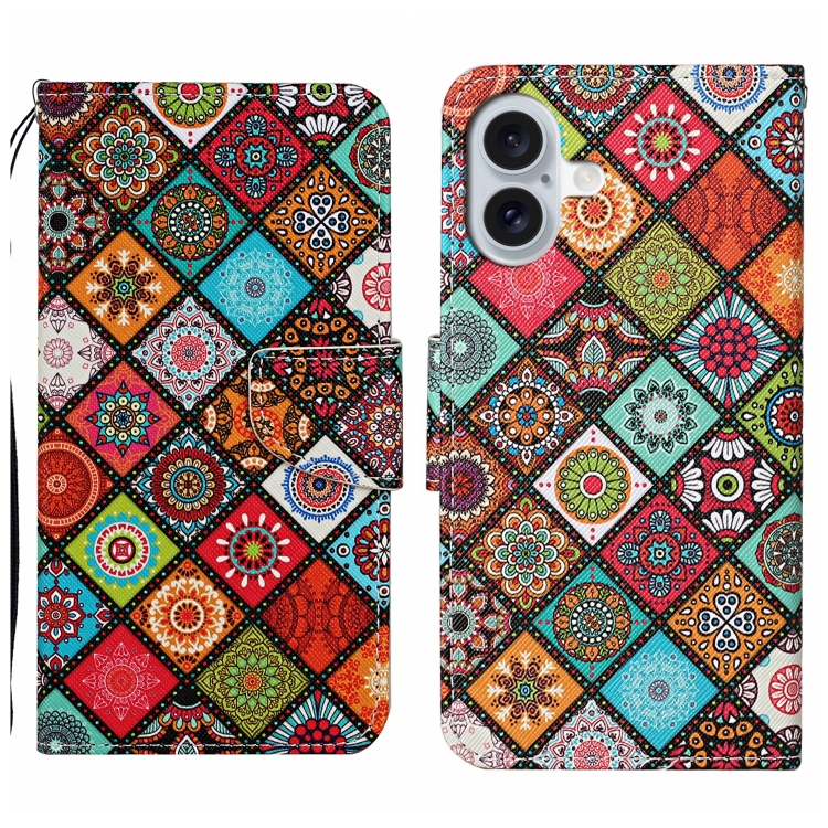 For iPhone 16 Plus 3D Colored Drawing Flip Leather Phone Case(Ethnic Totem)