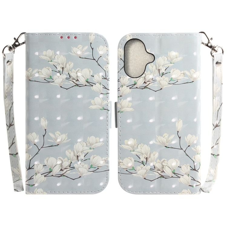 For iPhone 16 Plus 3D Colored Horizontal Flip Leather Phone Case(Magnolia)