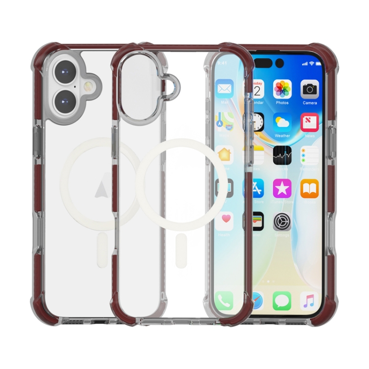 For iPhone 16 Plus Acrylic Magsafe Magnetic Shockproof Phone Case(Brown)