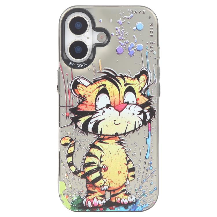For iPhone 16 Plus Animal Pattern Oil Painting Series PC + TPU Phone Case(Colorful Tiger)