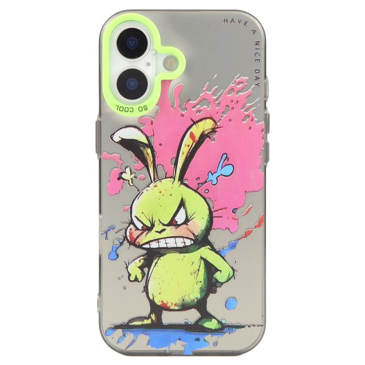 For iPhone 16 Plus Animal Pattern Oil Painting Series PC + TPU Phone Case(Rabbit)
