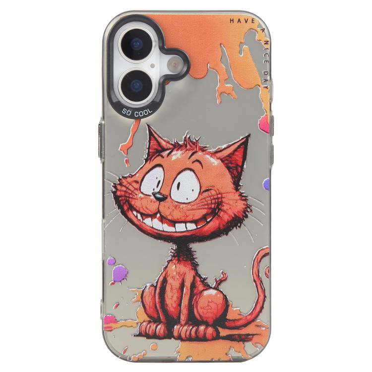 For iPhone 16 Plus Animal Pattern Oil Painting Series PC + TPU Phone Case(Smiling Cat)