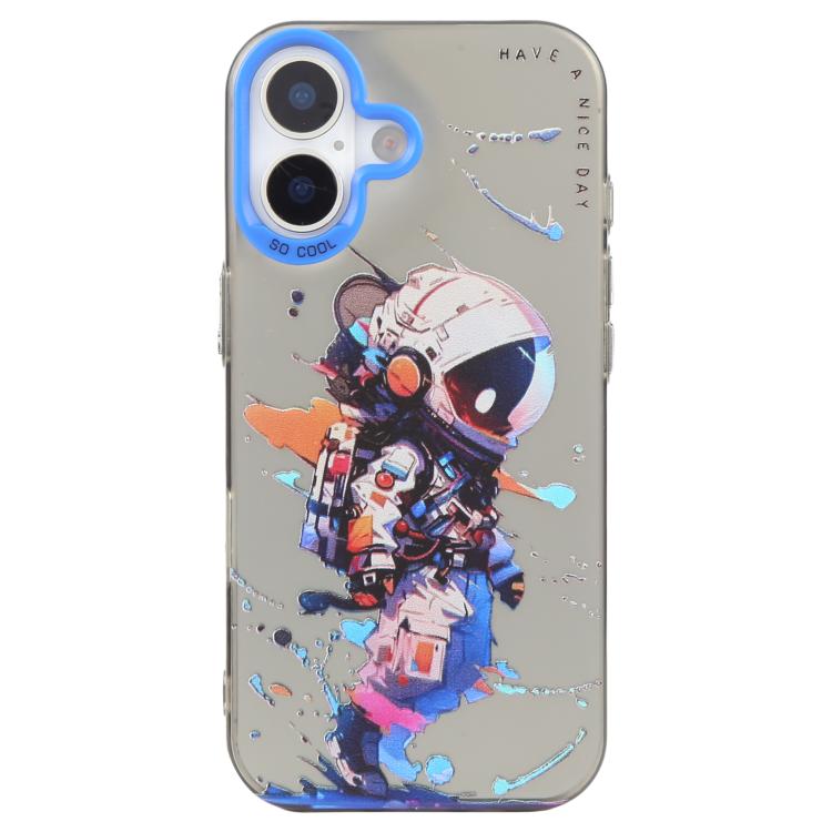 For iPhone 16 Plus Animal Pattern Oil Painting Series PC + TPU Phone Case(Tattered Astronaut)