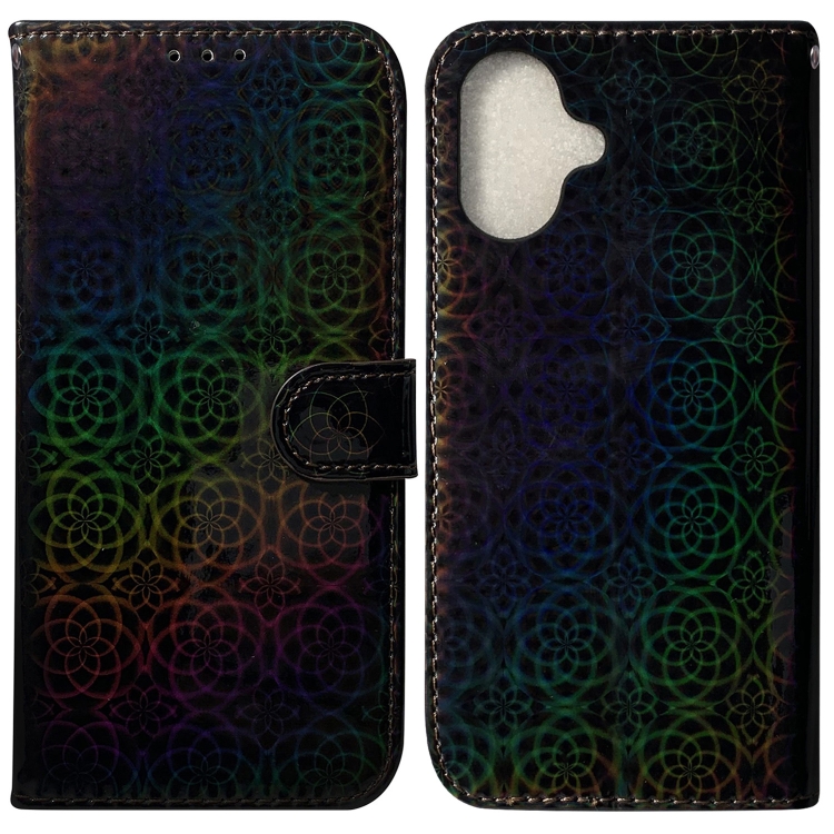 For iPhone 16 Plus Colorful Magnetic Buckle Leather Phone Case(Black)