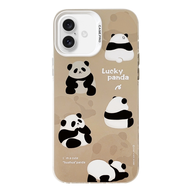 For iPhone 16 Plus Electroplated Silver Series PC Protective Phone Case(Brown Panda)