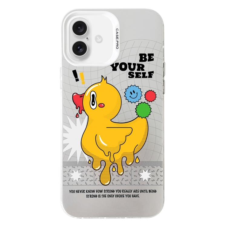 For iPhone 16 Plus Electroplated Silver Series PC Protective Phone Case(Duck)
