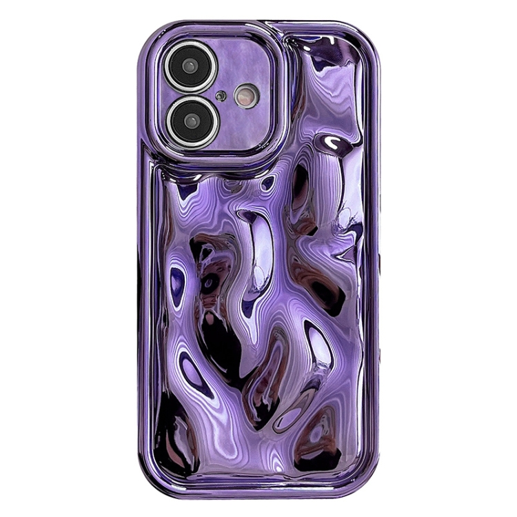 For iPhone 16 Plus Electroplating Meteorite Texture TPU Phone Case(Purple)