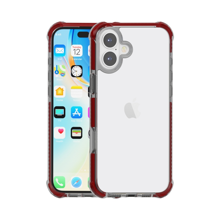 For iPhone 16 Plus Four-corner Shockproof TPU Hybrid Acrylic Phone Case(Brown)