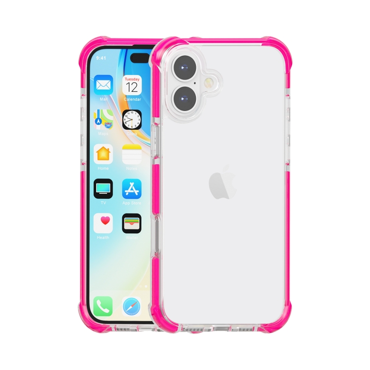 For iPhone 16 Plus Four-corner Shockproof TPU Hybrid Acrylic Phone Case(Pink)