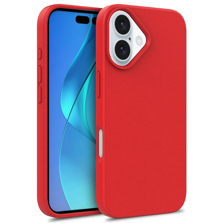 For iPhone 16 Plus Starry Series Shockproof Straw Material + TPU Protective Case(Red)