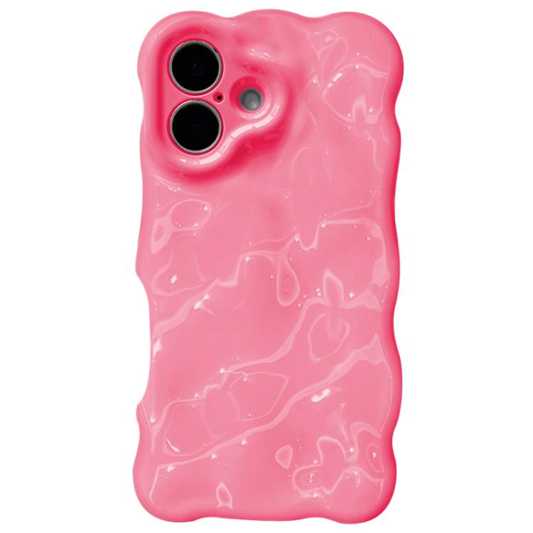 For iPhone 16 Plus Wave Bubbles TPU Phone Case(Baby Rose Red)