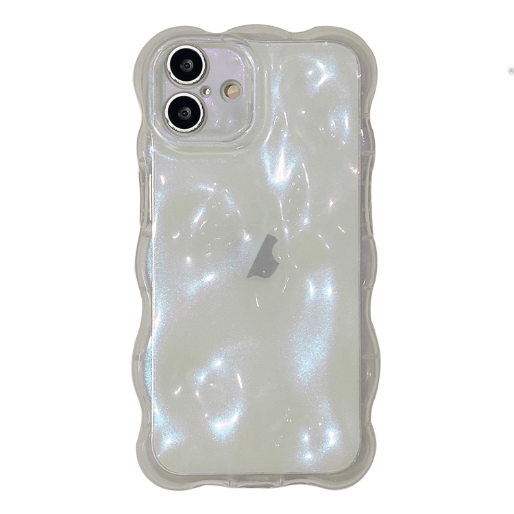 For iPhone 16 Plus Wave Bubbles TPU Phone Case(Clear Glitter Pink)