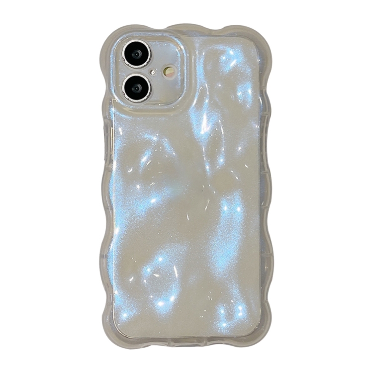 For iPhone 16 Plus Wave Bubbles TPU Phone Case(Glitter Blue)