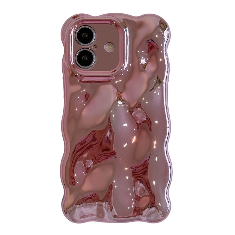 For iPhone 16 Plus Wave Bubbles TPU Phone Case(Painted Pink)