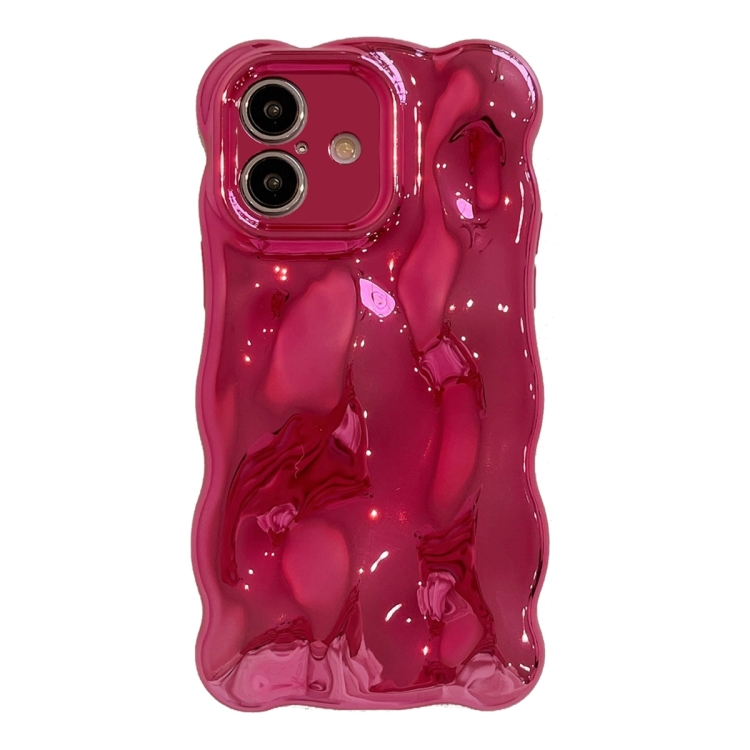 For iPhone 16 Plus Wave Bubbles TPU Phone Case(Painted Rose Red)