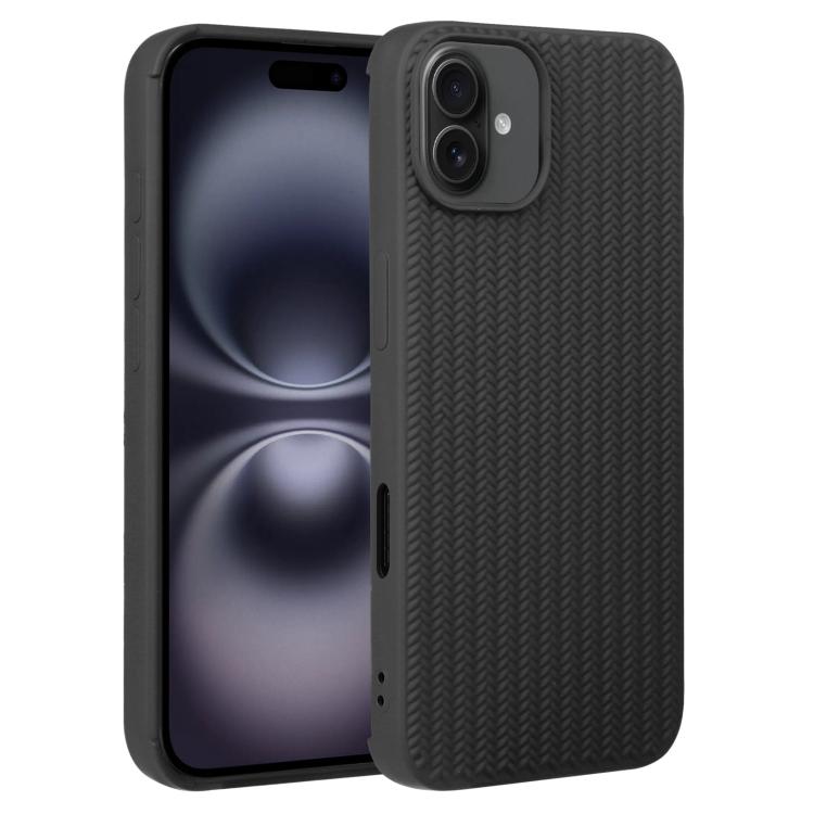 For iPhone 16 Plus Weave Texture Silicone Phone Case(Black)