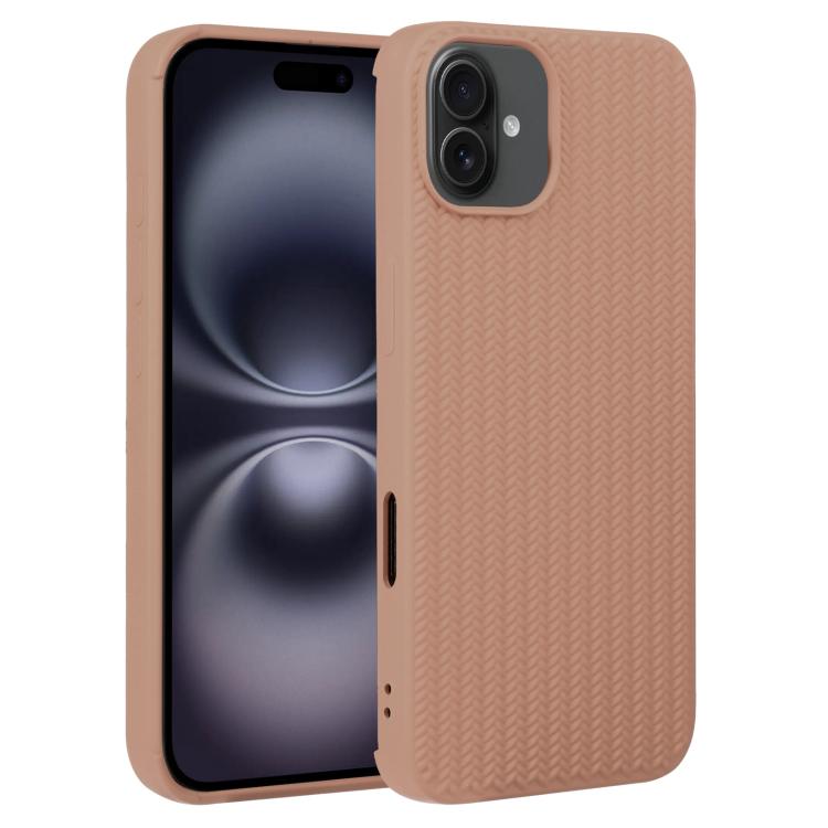 For iPhone 16 Plus Weave Texture Silicone Phone Case(Brown)