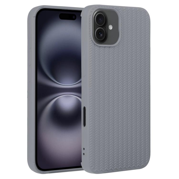 For iPhone 16 Plus Weave Texture Silicone Phone Case(Grey)