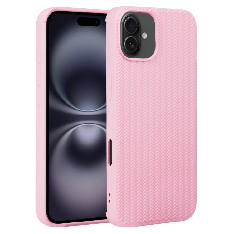 For iPhone 16 Plus Weave Texture Silicone Phone Case(Pink)