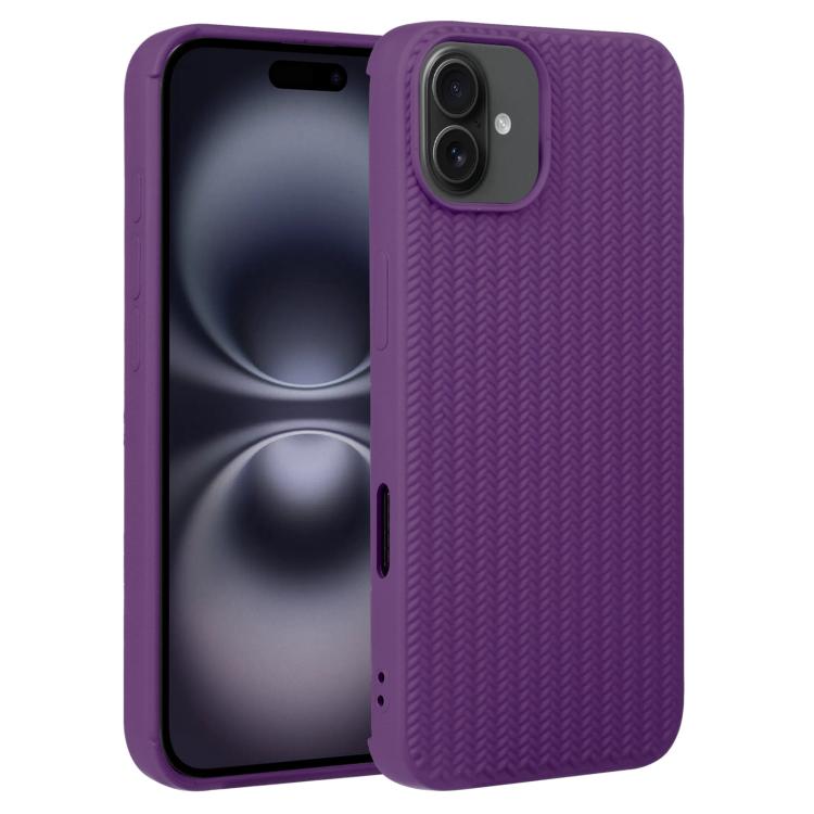 For iPhone 16 Plus Weave Texture Silicone Phone Case(Purple)
