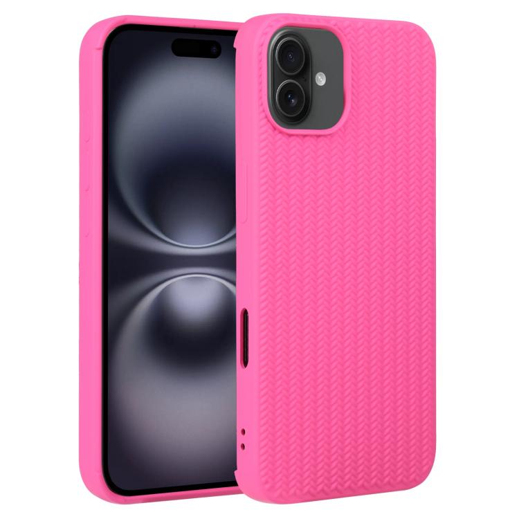 For iPhone 16 Plus Weave Texture Silicone Phone Case(Rose Red)