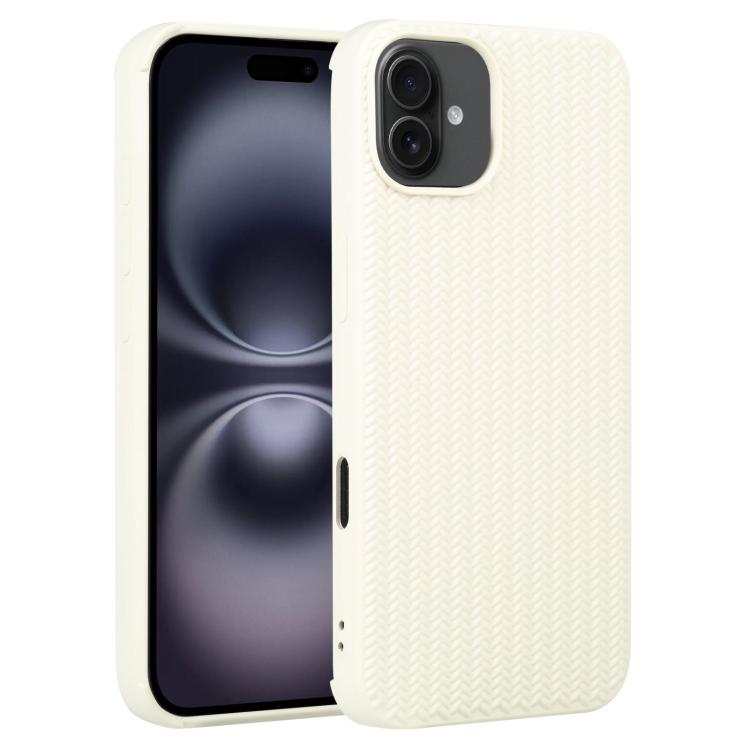 For iPhone 16 Plus Weave Texture Silicone Phone Case(White)