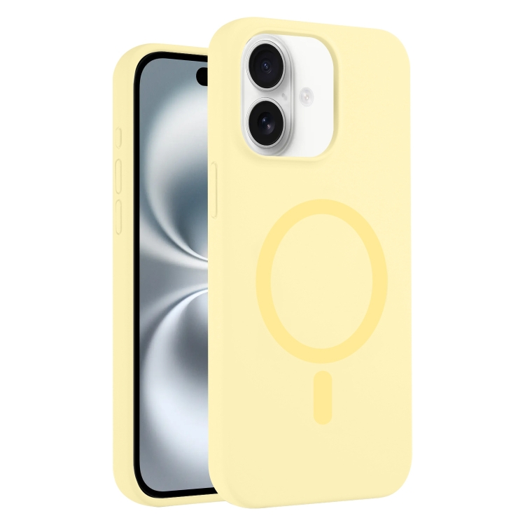 For iPhone 16 Pure Color Liquid Silicone MagSafe Phone Case(Cream Yellow)