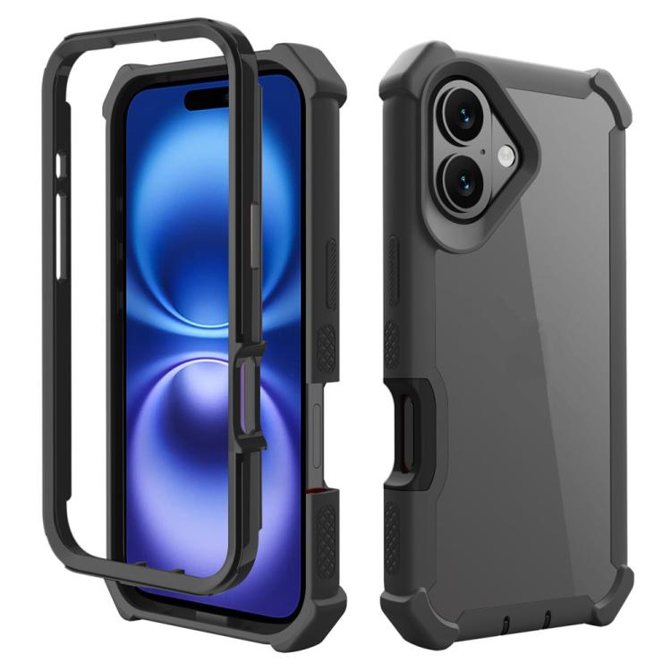 For iPhone 16 Reinforced Corner Design TPU + PC Shockproof Phone Case(Black)