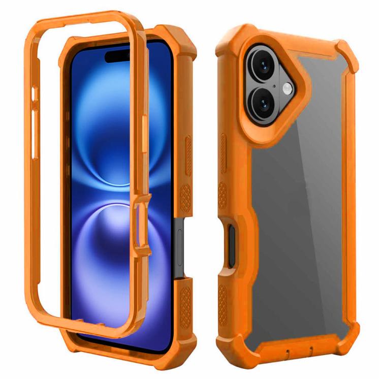 For iPhone 16 Reinforced Corner Design TPU + PC Shockproof Phone Case(Orange)