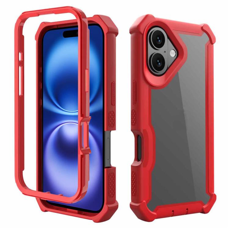 For iPhone 16 Reinforced Corner Design TPU + PC Shockproof Phone Case(Red)