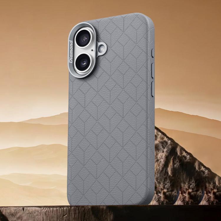 For iPhone 16 Rubik Cube Series Embossed Grid Pattern Magnetic Phone Case(Dark Grey)